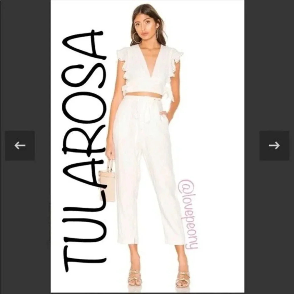 TULAROSA DREAM High Waisted Linen blend PANTS in White